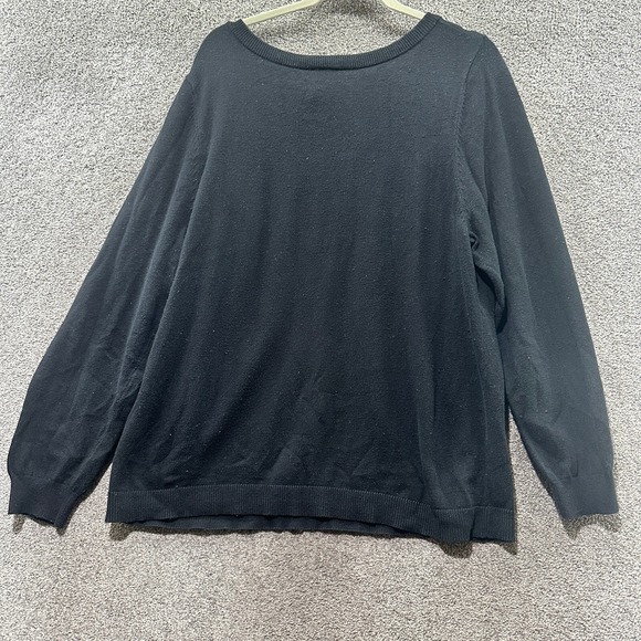 Lane Bryant Pullover‎ Sweater Women 18/20 Black Geometric Bedazzled Scoop Neck - Picture 2 of 12